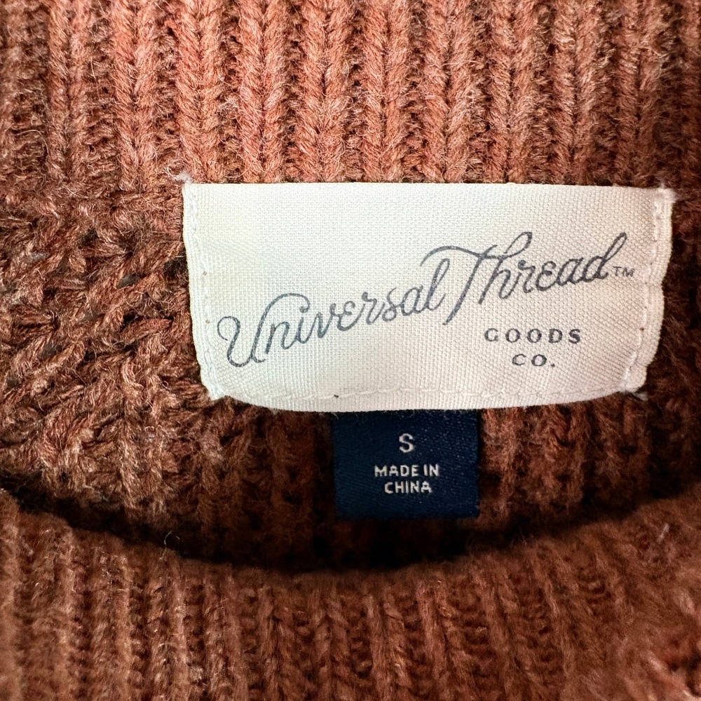 Universal Thread Sweater Women Small Brown Excellent Shaker Stitch Raglan Sleeve - Picture 2 of 9